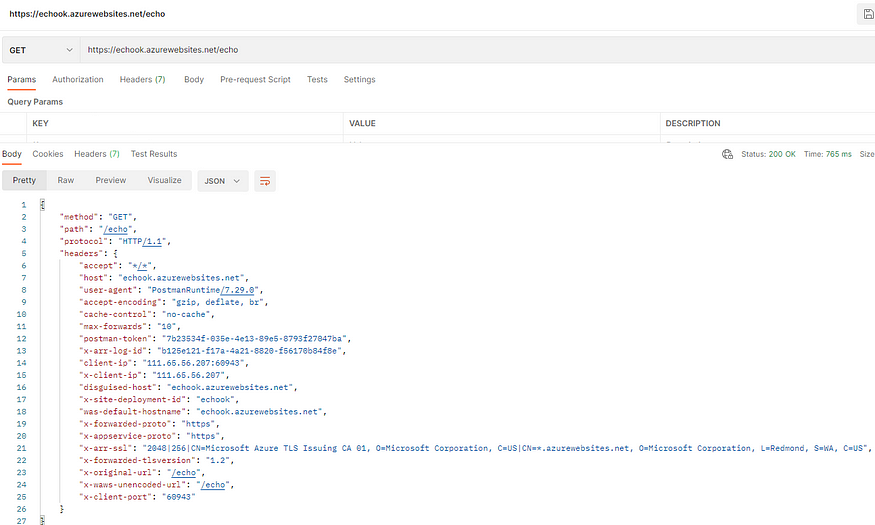 Screenshot of a Postman request