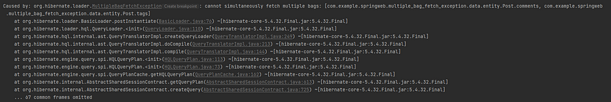The server fails to start with MultipleBagFetchException
