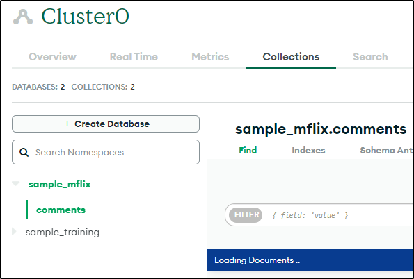 Partially loaded sample data