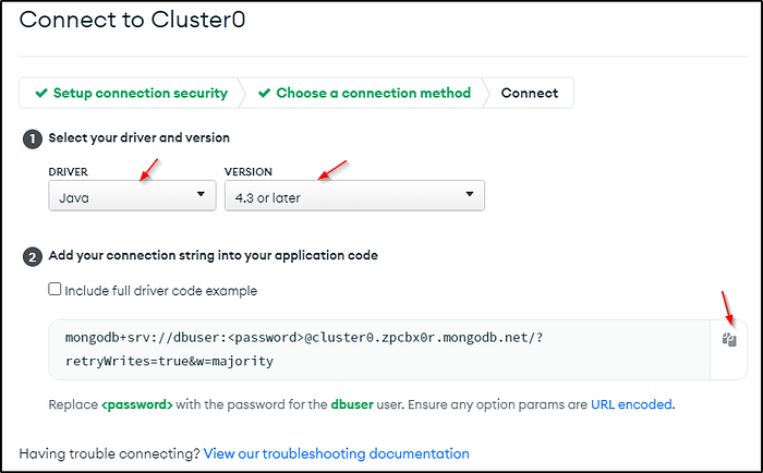 Copy the connection string