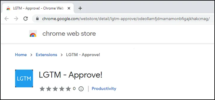 https://chrome.google.com/webstore/detail/lgtm-approve/odeollamfjdmamamonbfigajkhakcmag/