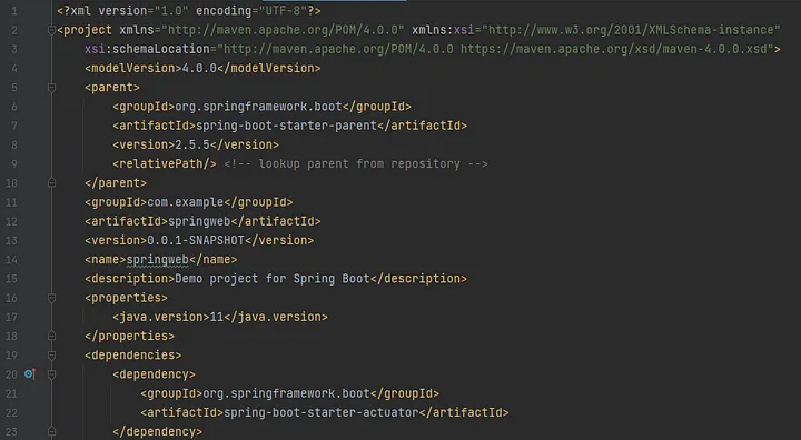 Screenshot of a Maven POM file